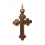 15ct gold cross pendant, 2cm high, 1.4g :