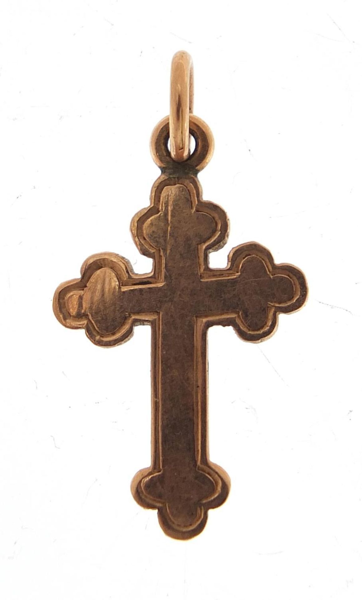 15ct gold cross pendant, 2cm high, 1.4g :