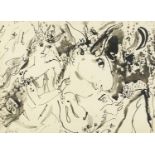 Joy Griffiths - Titania & Bottom, Midsummer Night's Dream, ink, inscribed label verso, mounted,