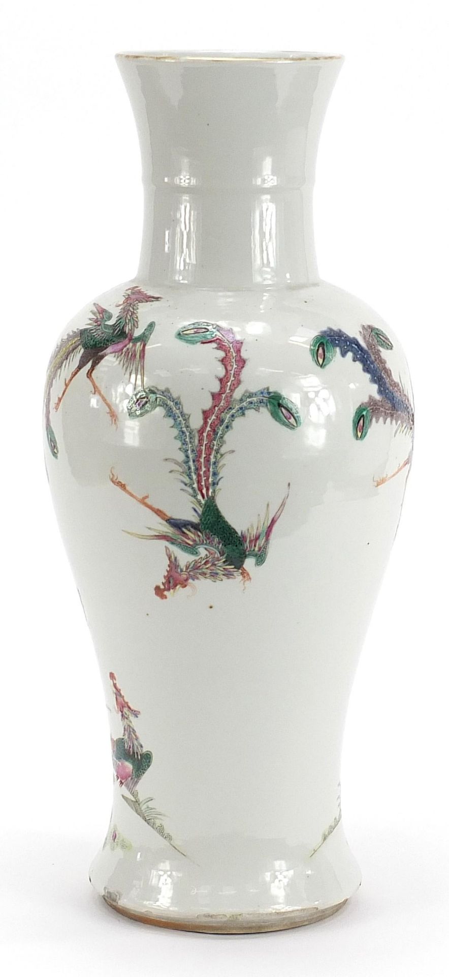 Large Chinese porcelain vase finely hand painted in the famille rose palette with phoenixes - Image 6 of 14