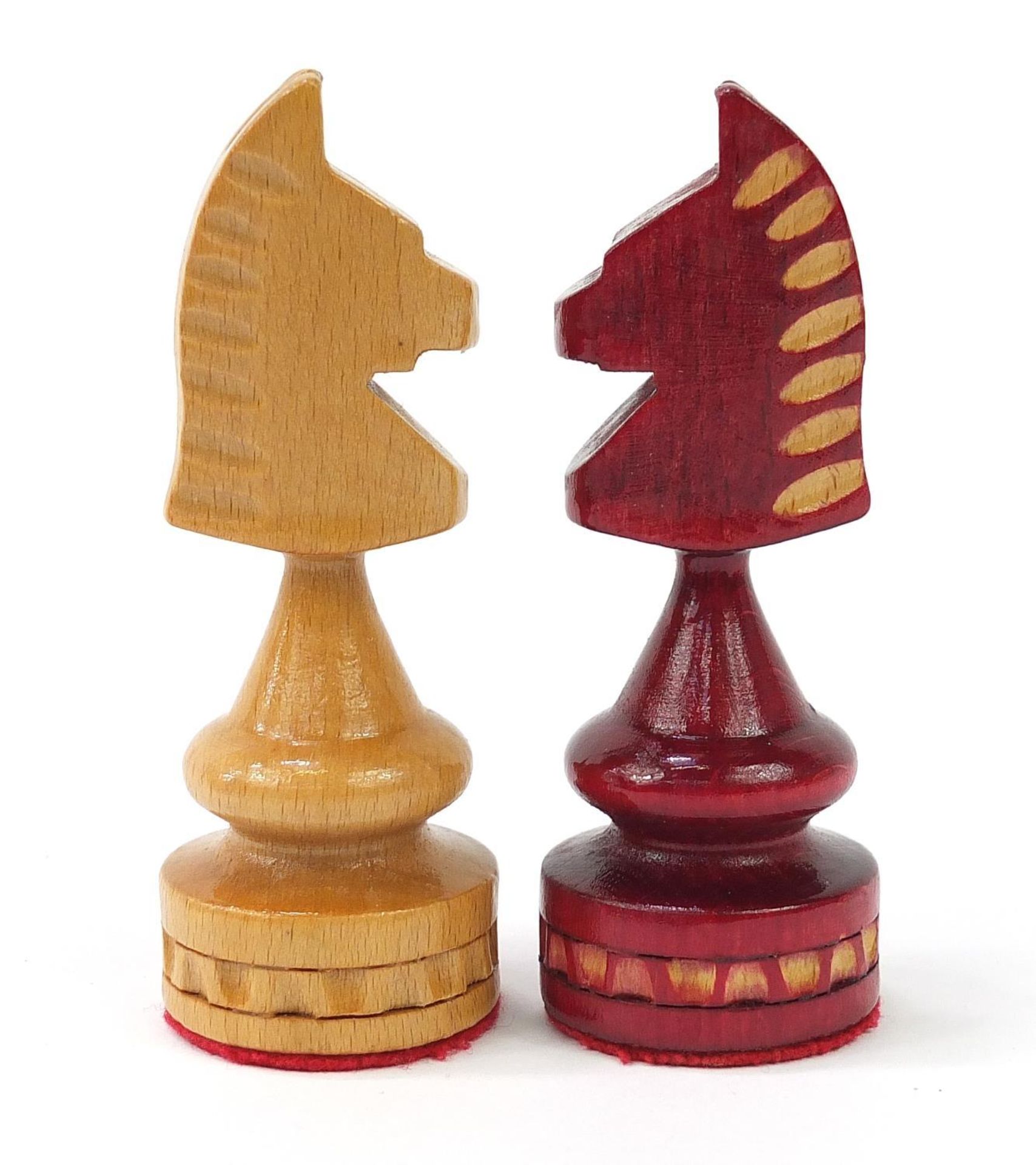 Carved hardwood chess set with folding chess board, the board 54cm x 54cm : - Image 5 of 9