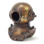 Bronzed resin diver's helmet, 21cm high :