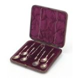 Thomas Hall & Co, set of six Victorian silver apostle teaspoons with sugar tongs, Sheffield 1877,