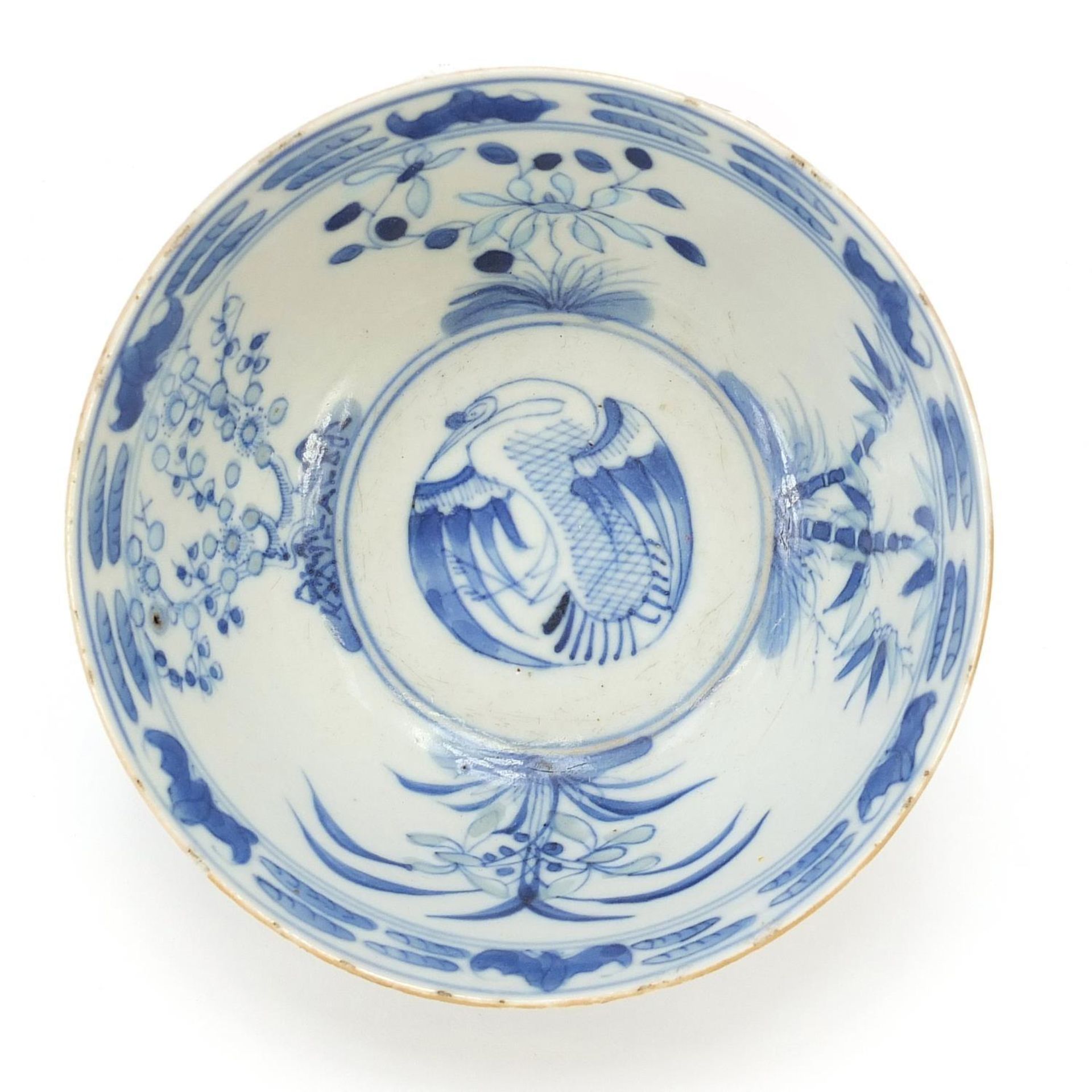 Chinese blue and white porcelain bowl hand painted in the famille rose palette with flowers, six - Image 5 of 8