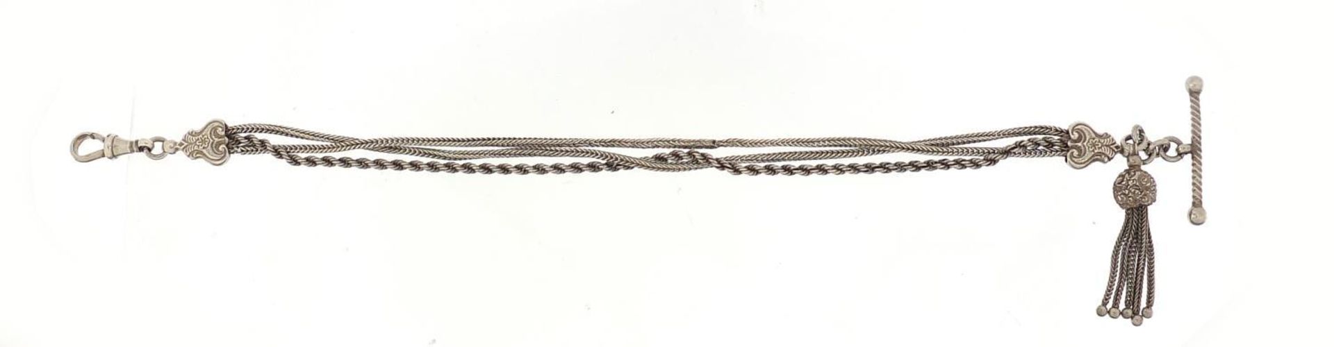 Victorian silver watch chain with tassel, 27cm in length, 18.0g :