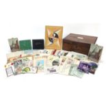 Collection of Victorian and later ephemera housed in a rosewood box including an album with