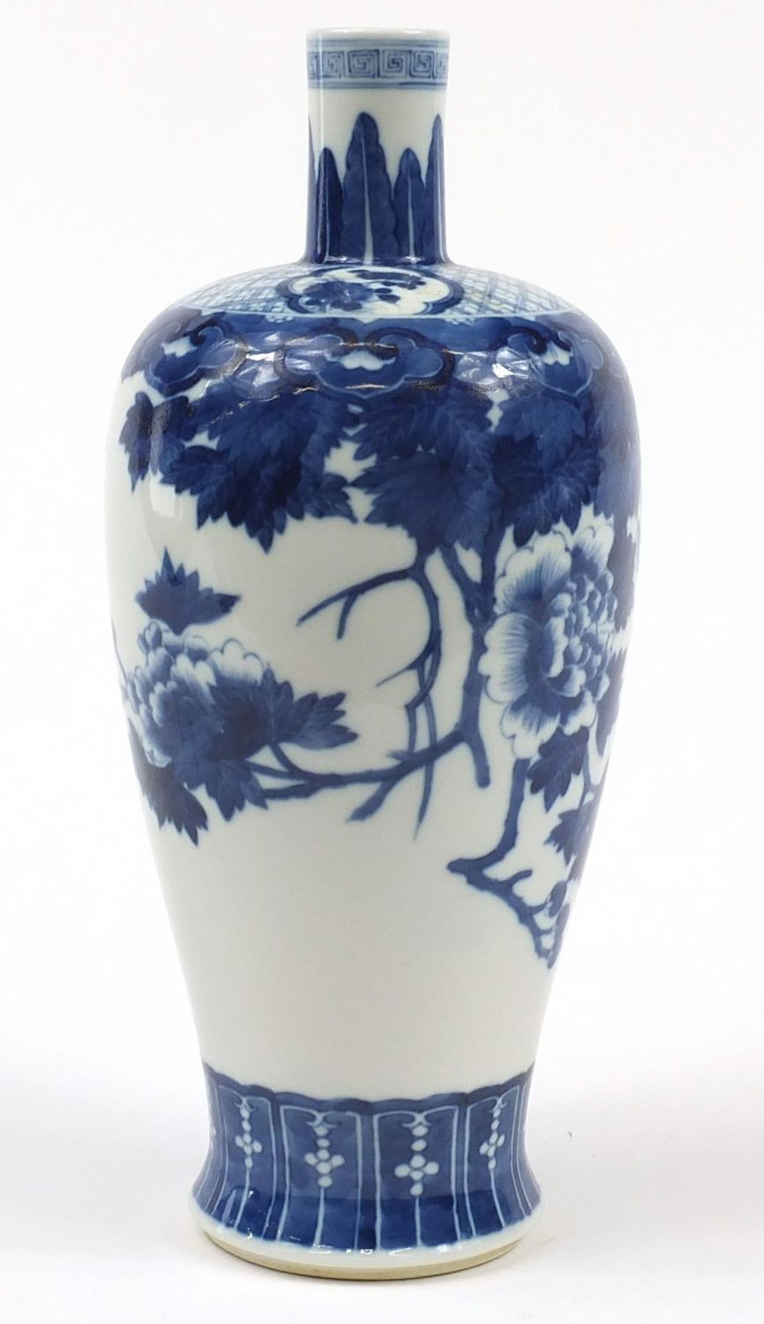 Large Chinese blue and white porcelain vase hand painted with butterflies and a bird amongst - Image 3 of 6