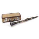 Lewington of London, four piece model 41 ebonised clarinet numbered 640380 with fitted case :