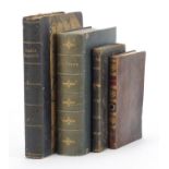 Four antique leather bound hardback books comprising The Poetical Works of W M Falconer,