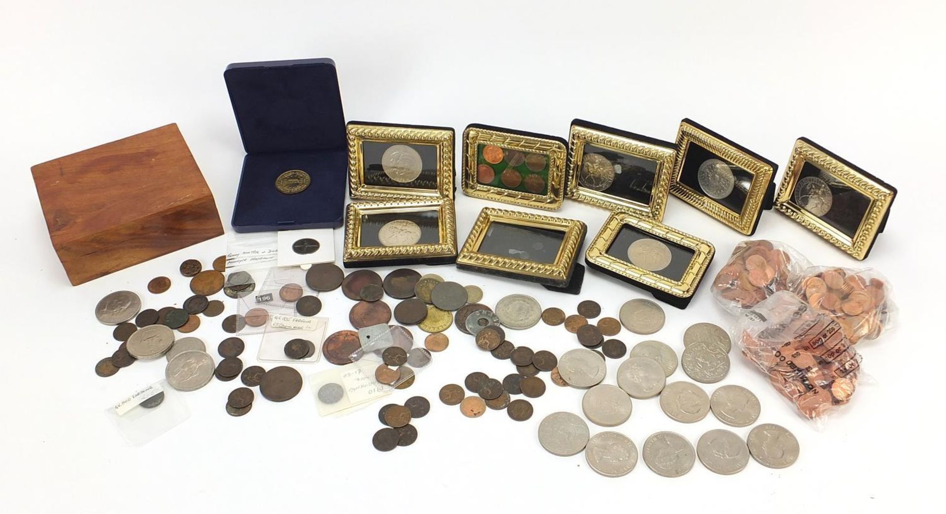 Antique and later British and world coinage including Chinese cash coin, George II 1730 farthing and