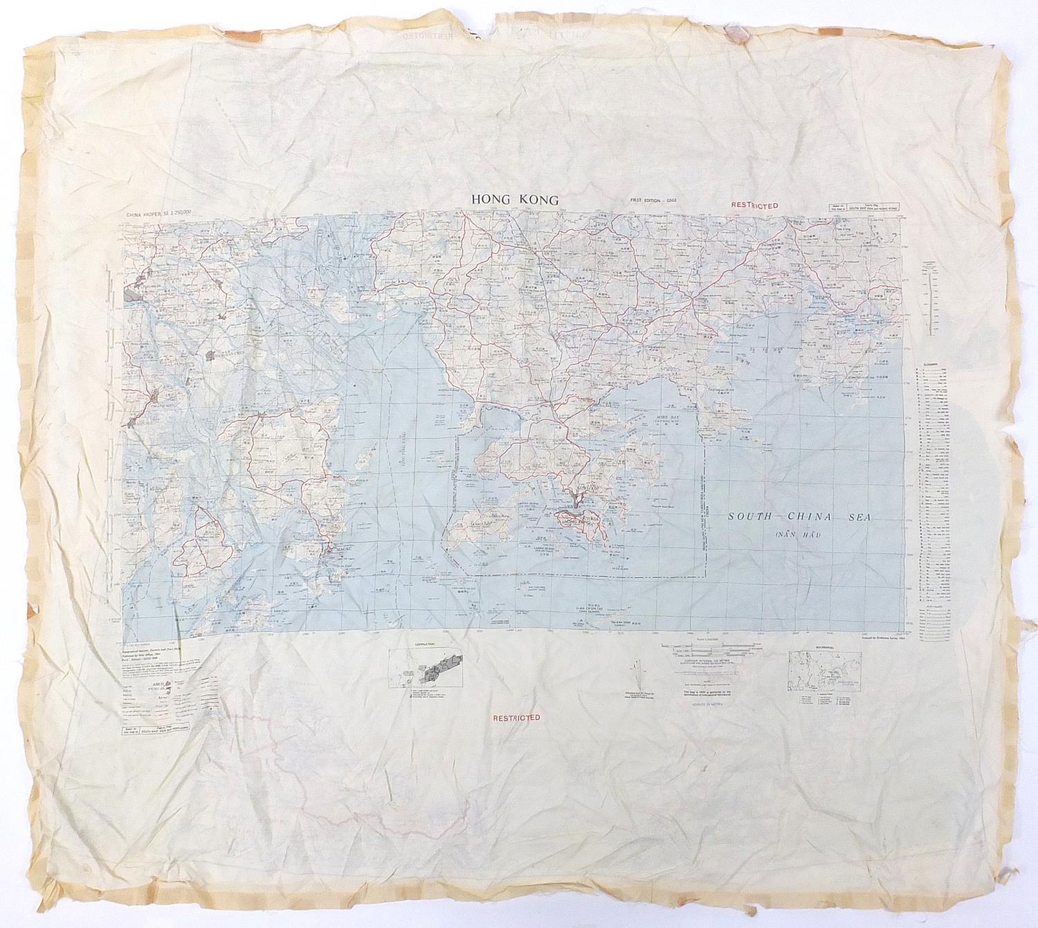 Military interest South East Asia and Hong Kong silk map, 95cm x 90cm : - Image 6 of 9