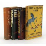 Four hardback books with dust jackets comprising Spin a Silver Coin, The Greater Hunger, The