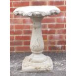 Stoneware garden column birdbath, 62cm high :