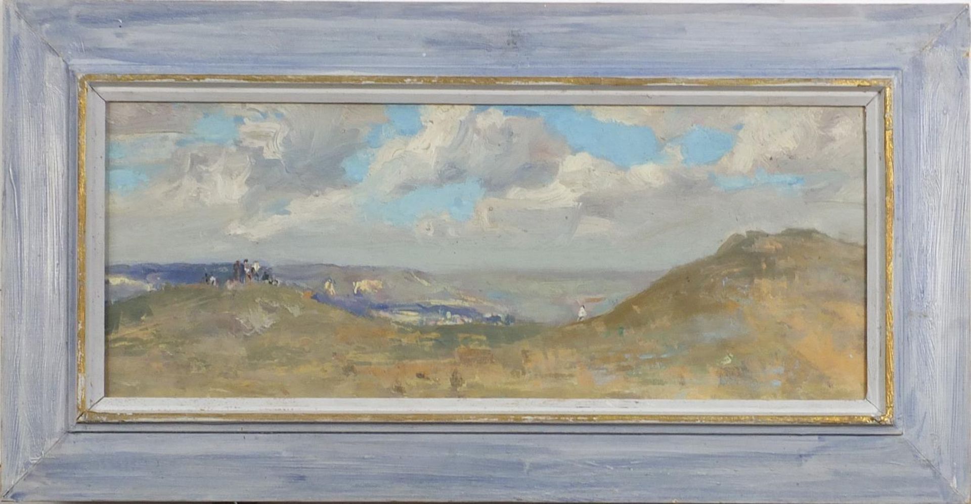 Attributed to Alexei Sokolov - Crimean landscape, oil on board, mounted and framed, 41cm x 15.5cm - Image 2 of 4