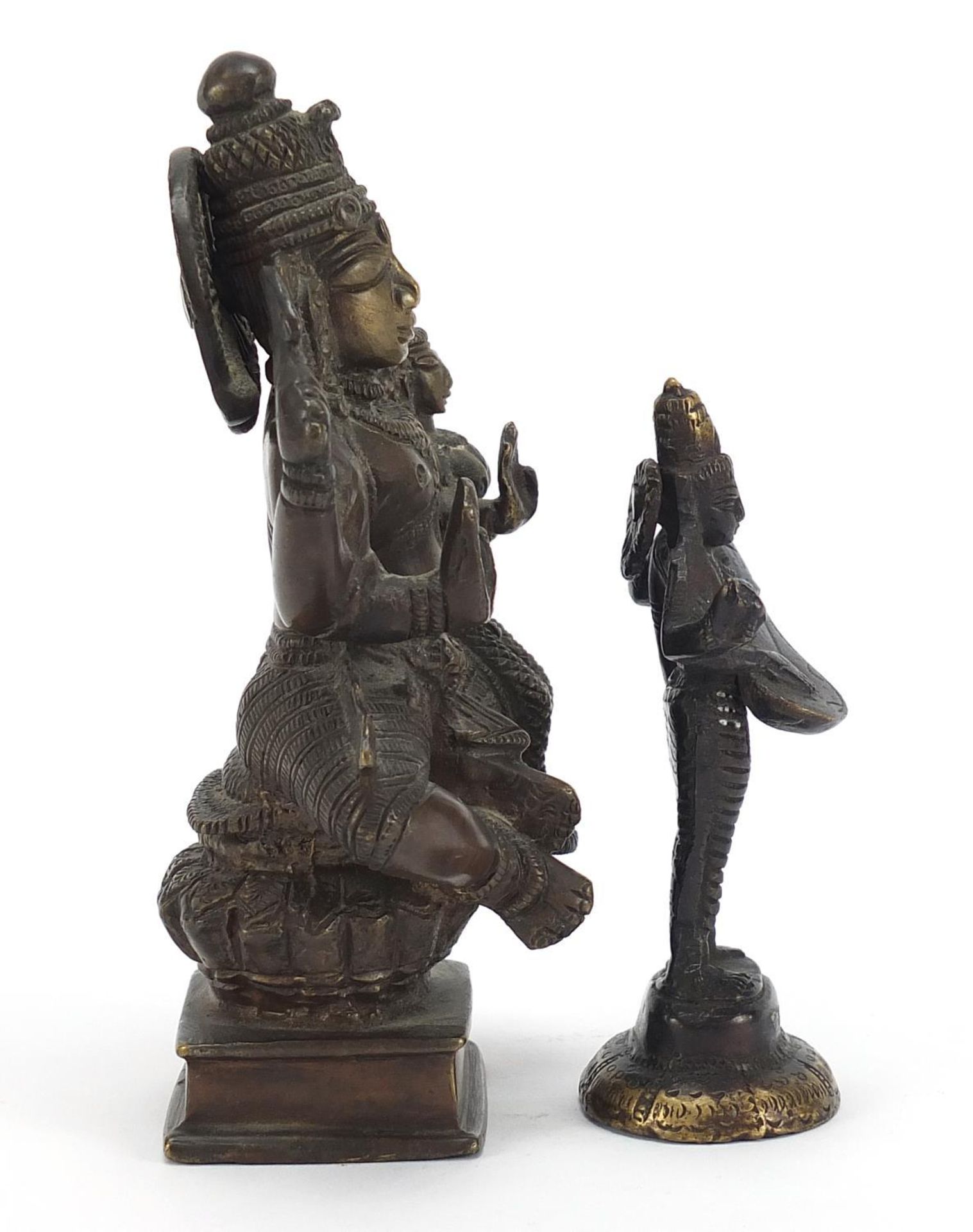 Two Indian patinated bronze votive figures, the largest 16.5cm high : - Image 4 of 6