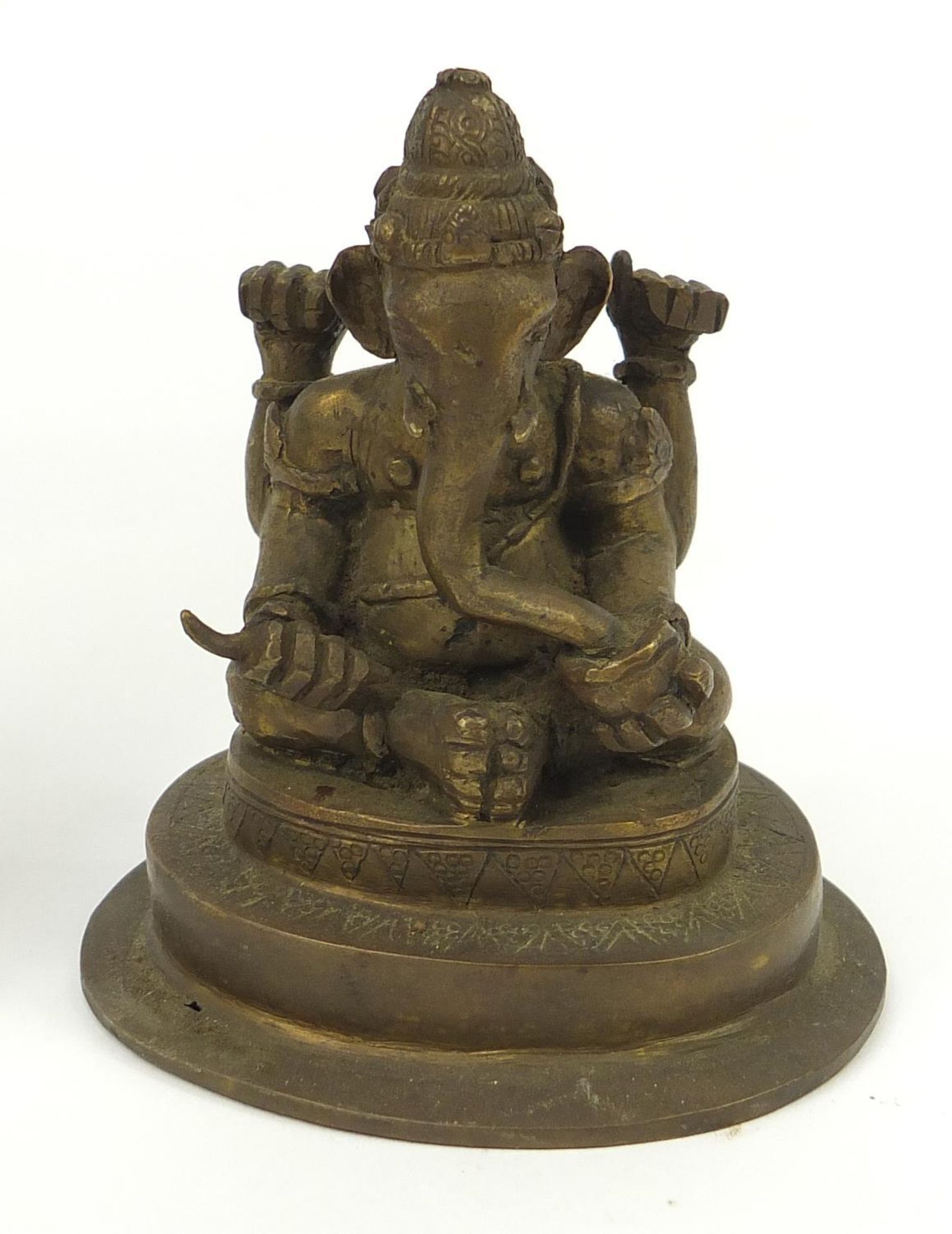 Indian bronze figure of Ganesh and a bronzed metal wall clock, the largest 50cm high : - Bild 3 aus 5