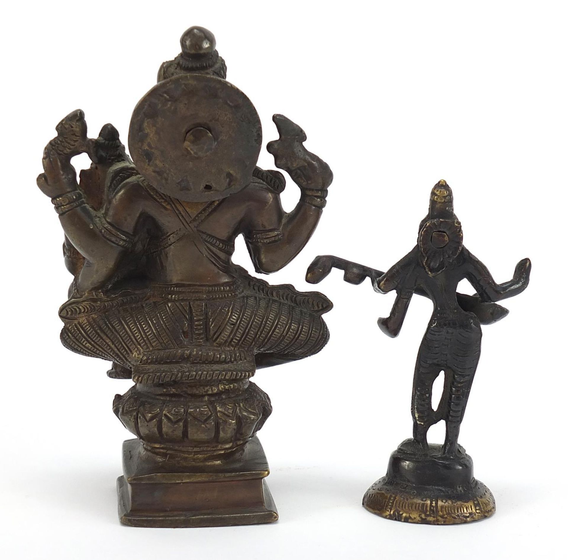 Two Indian patinated bronze votive figures, the largest 16.5cm high : - Image 3 of 6