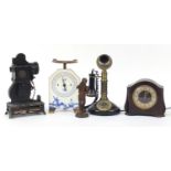 Vintage and later sundry items including Smith's Enfield Bakelite mantle clock, baby projector and