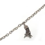 Silver watch chain design bracelet with tassel, 16cm in length, 16.5g :