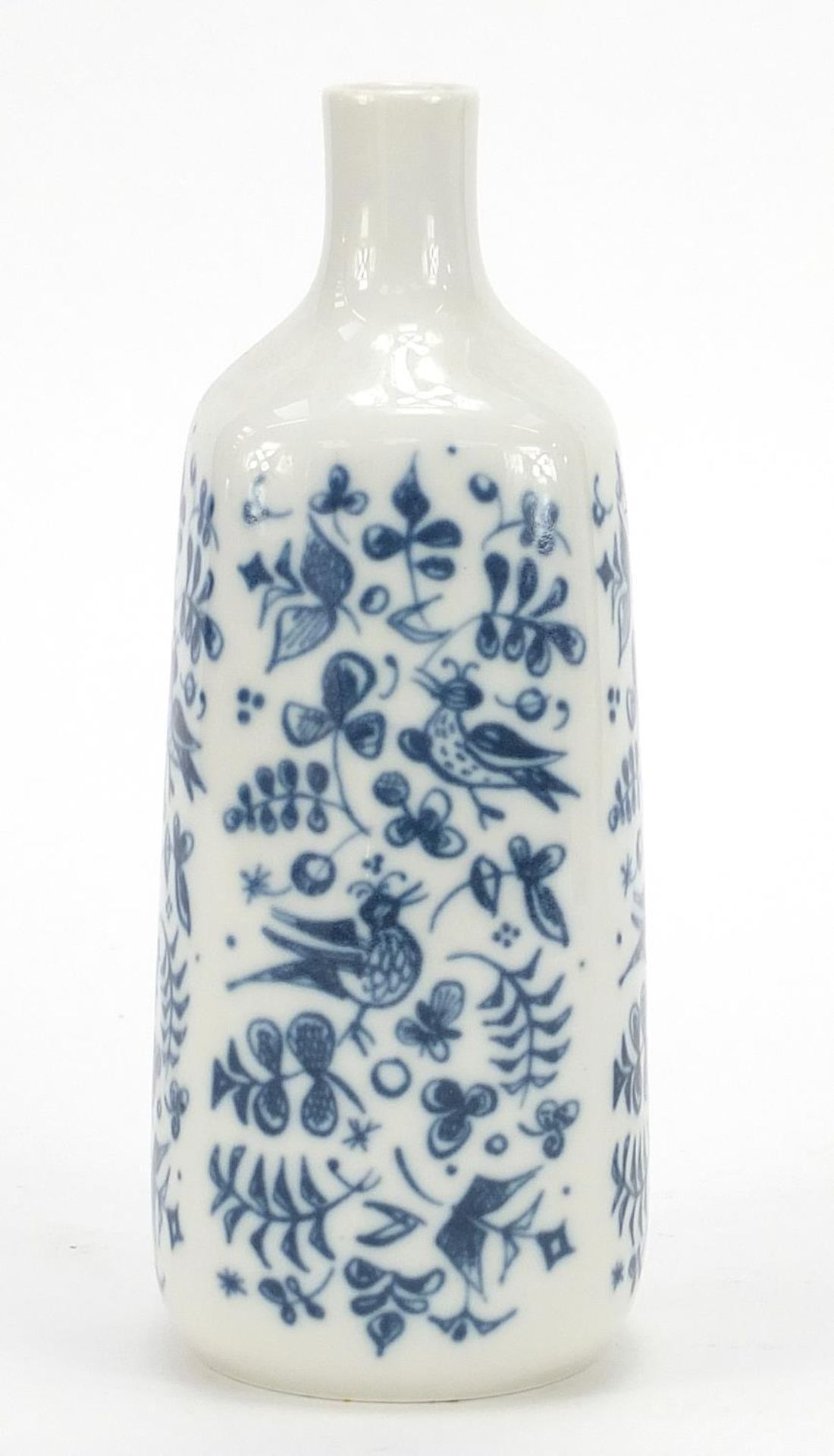 Porsgrund, Norwegian vase hand painted with stylised flowers amongst foliage, 18.5cm high :