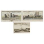 Three eighteenth century engravings including The Northwest View of Rochester Castle and A View of