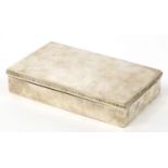 S J Rose & Son, rectangular silver cigar box with Celtic decoration and hinged lid engraved with a