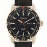 Seiko Solar, gentlemen's 100m diver's quartz wristwatch with day/date aperture, V158-0AYO with box