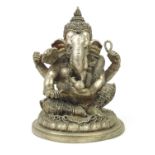 Indian silver coloured metal figure of Ganesh, 23cm high :