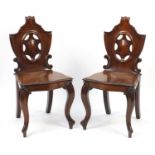 Pair of 19th century fireside chairs, 86.5cm high :