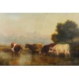 G Mali - Cattle in a landscape, 19th century oil on canvas, mounted and framed, 75cm x 49cm