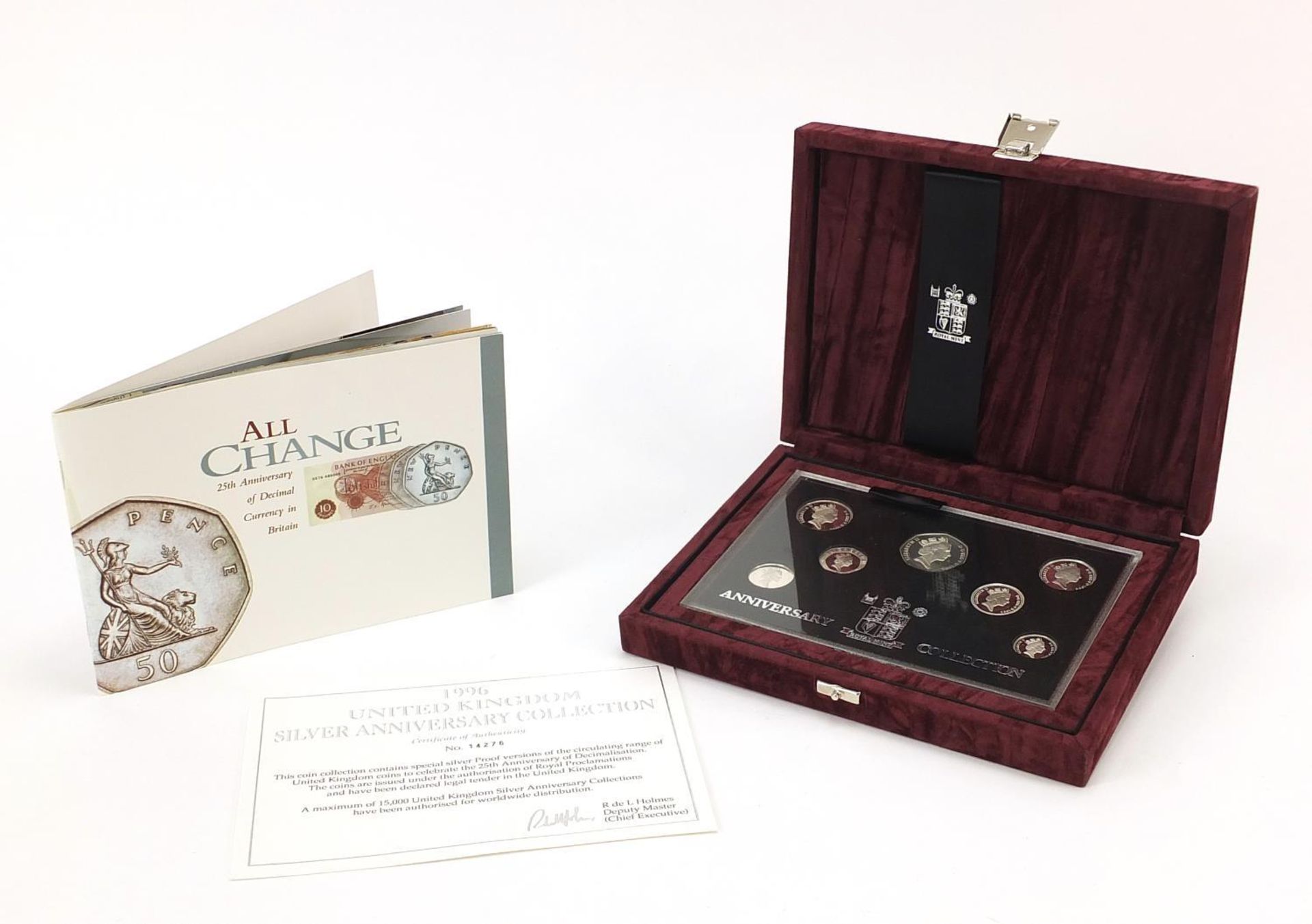 1997 United Kingdom Silver Anniversary Coin Collection with case and certificate number 14276 : - Bild 10 aus 12