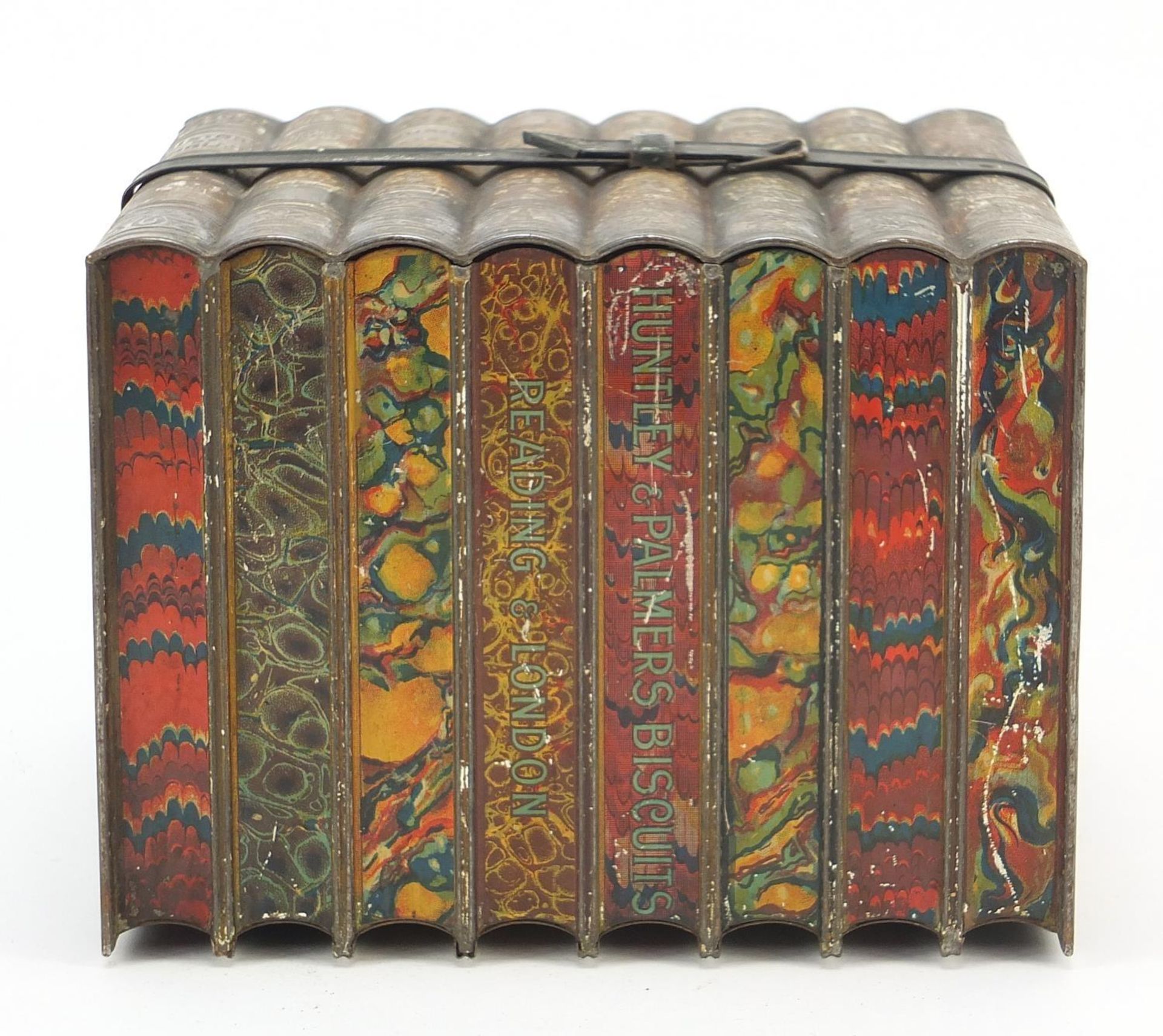 Vintage Huntley & Palmers biscuit tin in the form of a stack of books, 16cm wide : - Image 5 of 5
