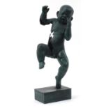 Large patinated bronze study of a nude baby boy, 61cm high :