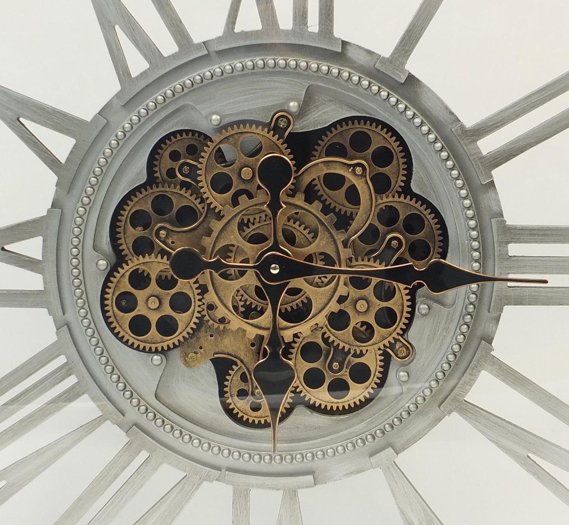 Large skeleton design wall clock with Roman numerals, 80cm square x 10.5cm deep : - Bild 2 aus 4