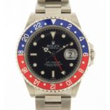Rolex, gentleman's GMT Master automatic wristwatch with Pepsi bezel and date aperture, Ref 16700,