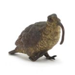Austrian cold painted bronze curlew, impressed Geschutzt and numbered 895, 8.5cm in length :