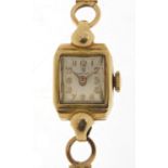 Election, ladies' 9ct gold wristwatch with 9ct gold strap, the case 13.5mm wide, total 10.7g :