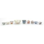 Chinese and European ceramics including tea bowls and Imari palette teapot, the largest 15.5cm in