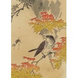 Kacho-Ga - Birds amongst flowers, 19th century Japanese woodblock print, mounted, framed and glazed,