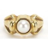 14ct gold pearl ring, size L, 4.3g :For Further Condition Reports Please Visit Our Website,