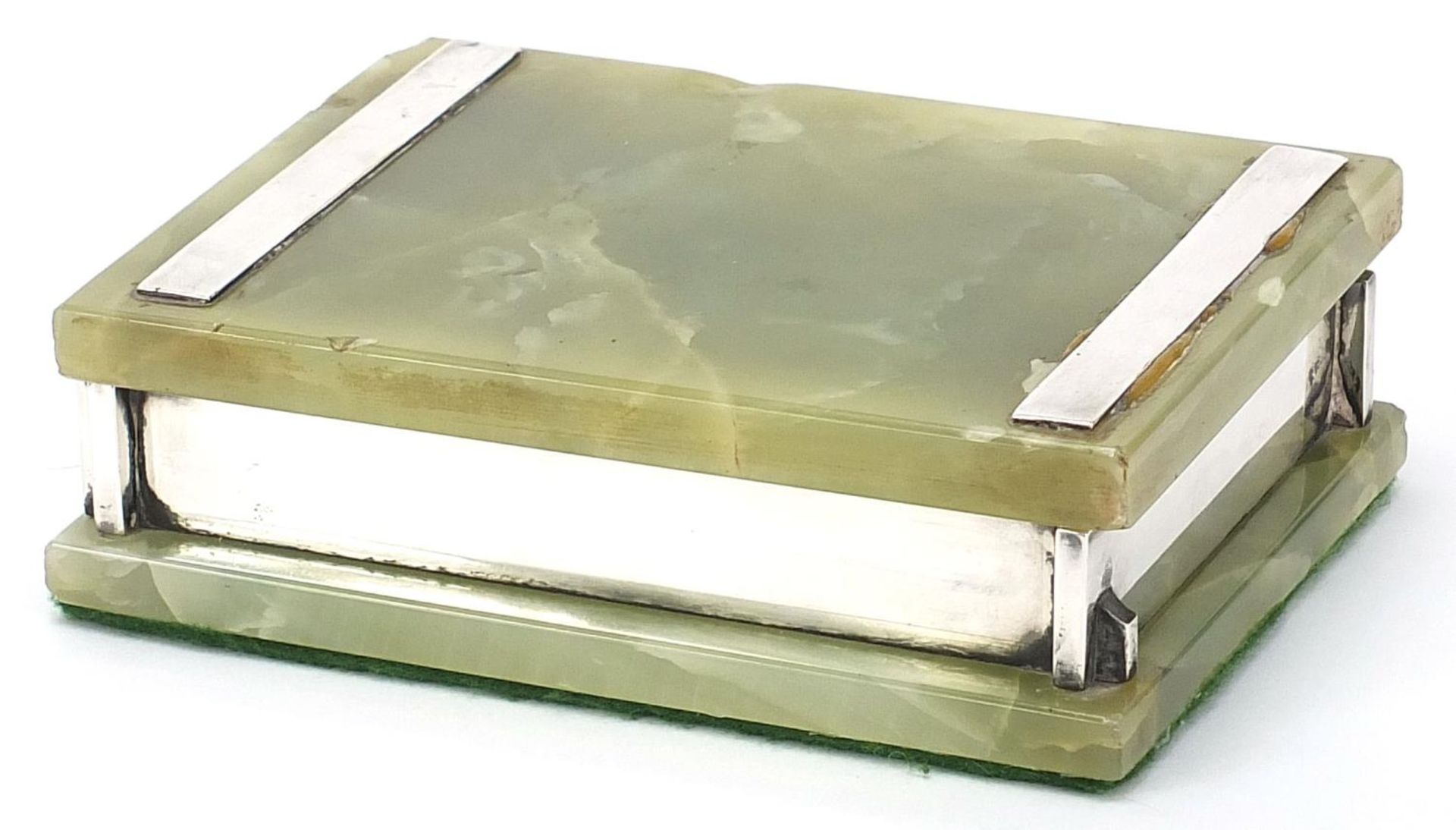 Art Deco chrome mounted onyx casket, 4.5cm H 13.5cm W x 10cm D :For Further Condition Reports Please