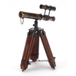 Naval interest table top telescope with wooden tripod stand, 30cm high :For Further Condition
