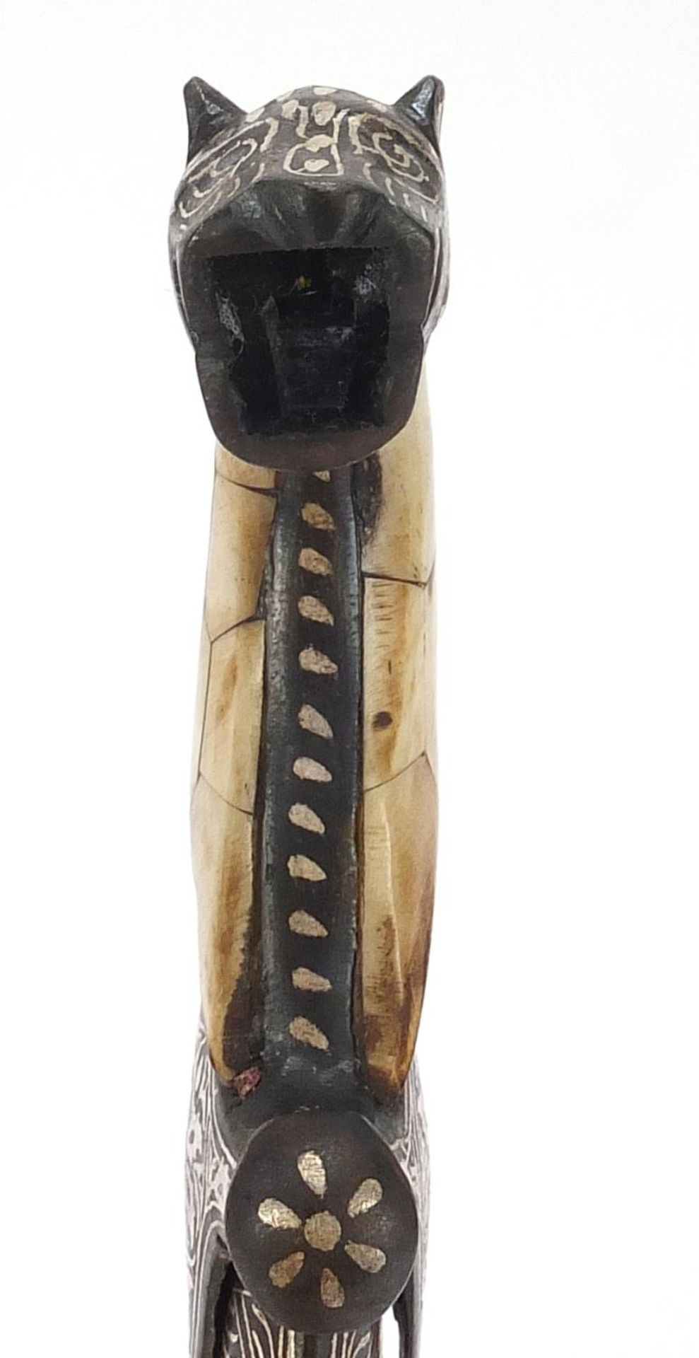 Indian Bidri ware dagger with bone handle, 30cm in length :For Further Condition Reports Please - Image 3 of 5