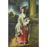 Full length portrait of a lady, Old Master style oil on canvas, unframed, 91.5cm x 61cm :For Further