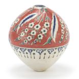 Turkish Iznik pottery hanging ball hand painted with flowers, 16.5cm high :For Further Condition