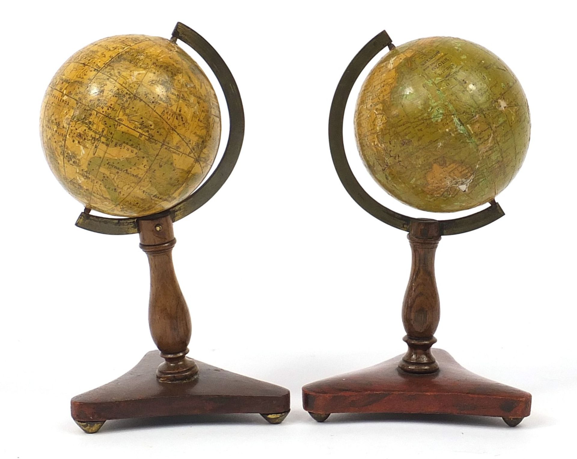 Wrench's of London, matched pair of 19th century celestial and terrestrial desk globes, each with b - Image 13 of 14
