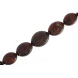 Cognac amber coloured graduated bead necklace, 98cm in length, 100.0g :For Further Condition Reports