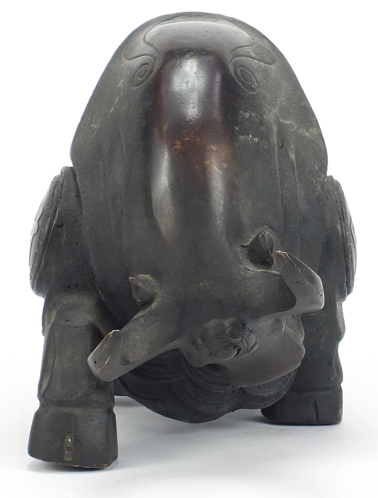 Large patinated bronze minotaur, 31cm in length :For Further Condition Reports Please Visit Our - Image 2 of 8