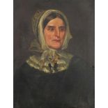 Head and shoulders portrait of a lady wearing a bonnet, Victorian oil on canvas, mounted and framed,