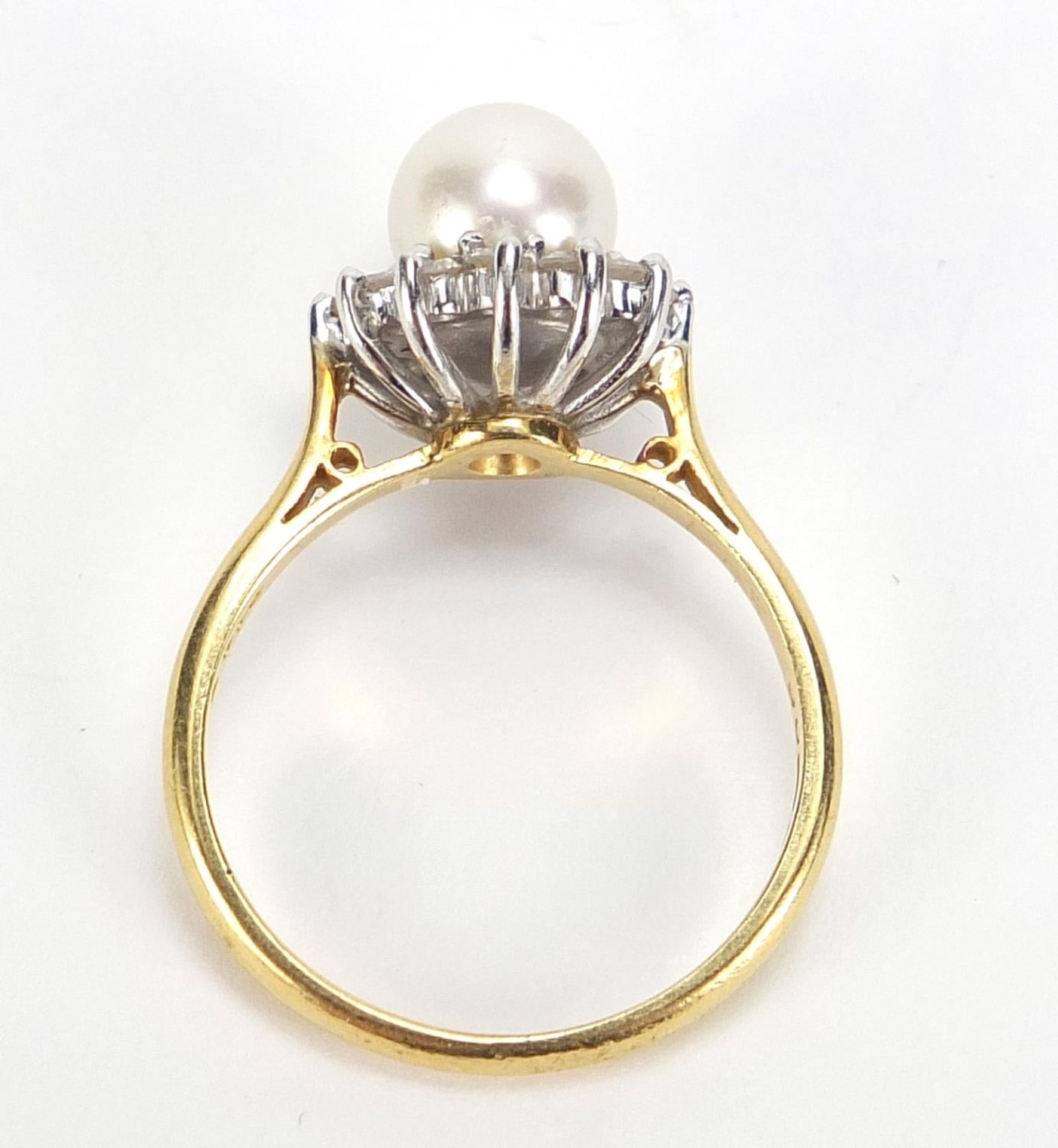 18ct gold pearl and diamond ring, size M, 4.4g :For Further Condition Reports Please Visit Our - Image 6 of 6
